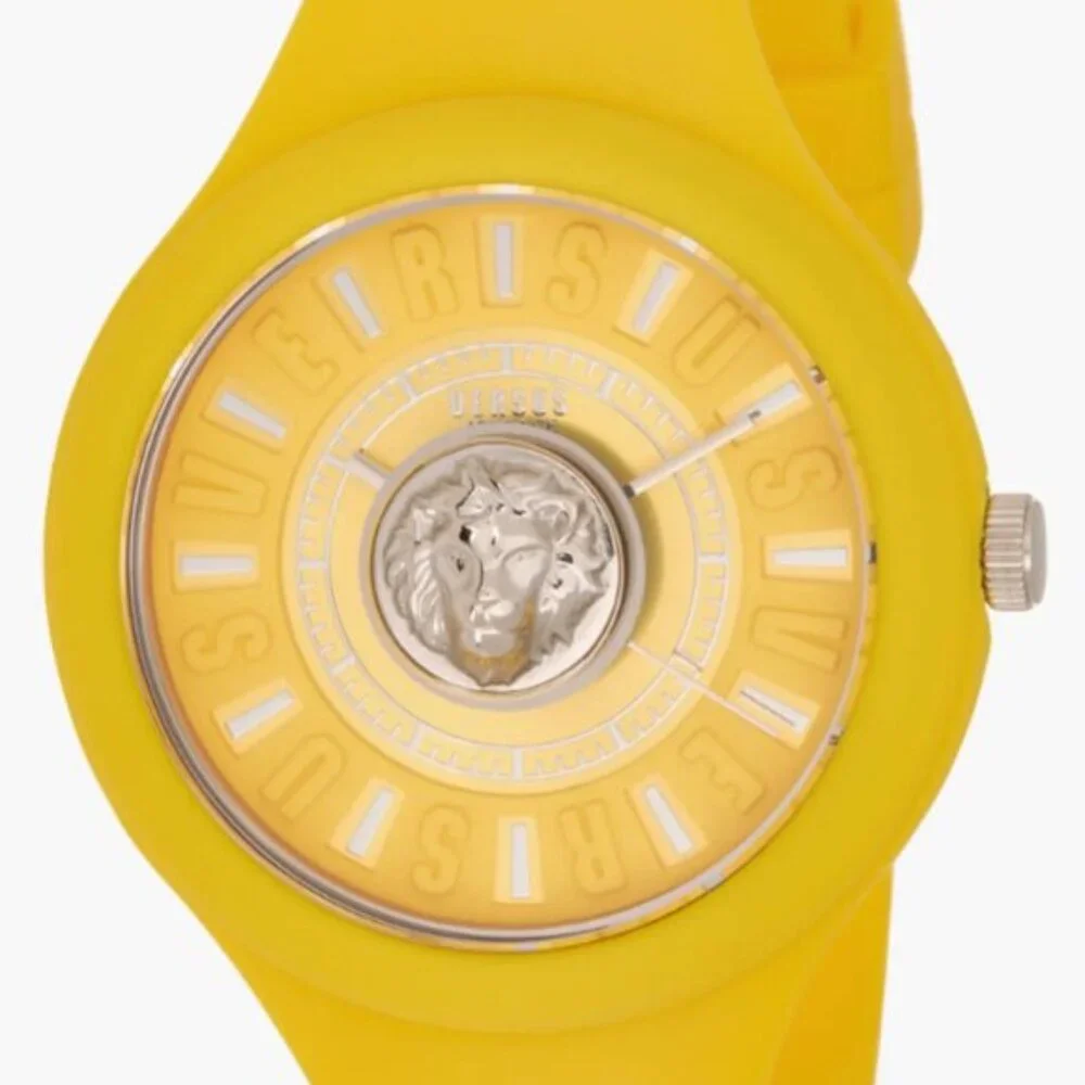 Versus Versace Versace Fire Island Lion Silicone Strap Watch, 44mm Yellow